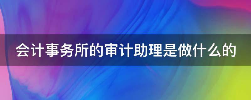 会计事务所的审计助理是做什么的（会计事务所审计助理工作内容）