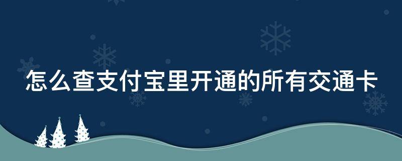 怎么查支付宝里开通的所有交通卡 怎么查支付宝里开通的所有交通卡号