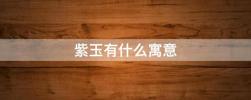 紫玉有什么寓意（玉紫的意思）
