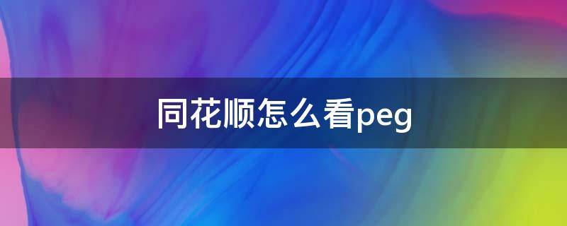 同花顺怎么看peg（同花顺怎么看pe估值）