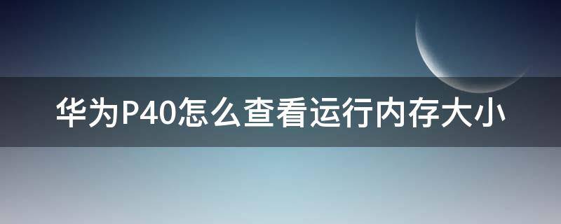 华为P40怎么查看运行内存大小 华为p40怎样查看运行内存