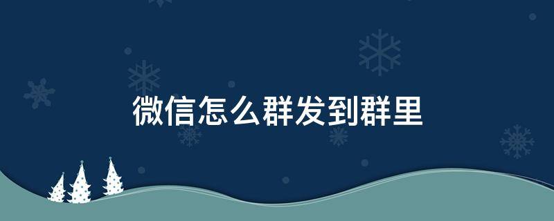 微信怎么群发到群里（微信怎么群发到群里消息）