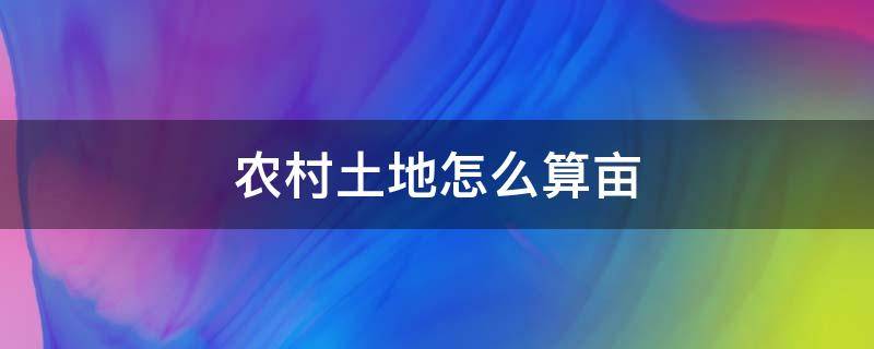 农村土地怎么算亩 农村田地怎么算亩