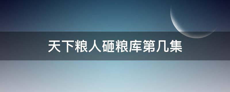 天下粮人砸粮库第几集（天地粮人砸粮库第几集）