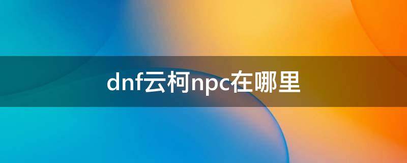 dnf云柯npc在哪里（地下城npc云珂在哪里）