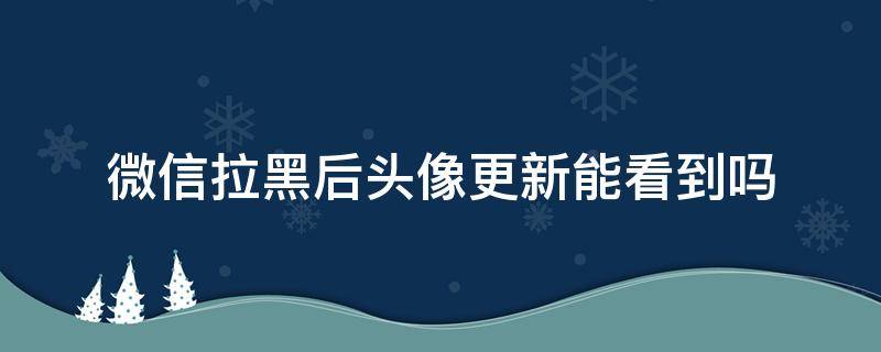 微信拉黑后头像更新能看到吗 微信拉黑了能看头像更新吗
