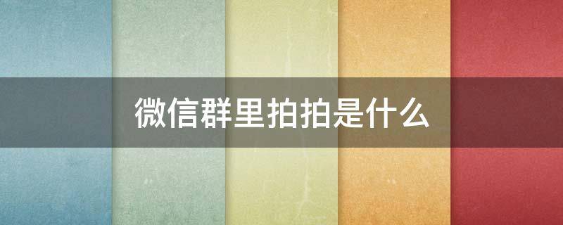 微信群里拍拍是什么 微信群里的拍拍