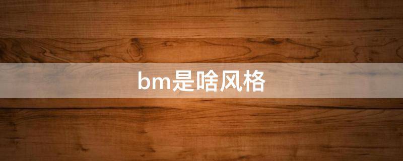 bm是啥风格（BM风格是什么风格）