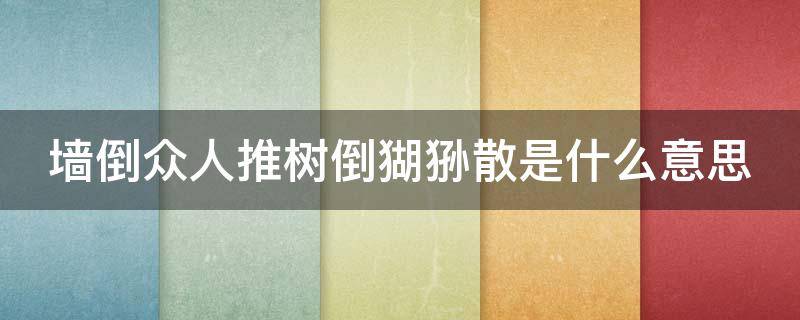 墙倒众人推树倒猢狲散是什么意思 墙倒众人推下一句是啥