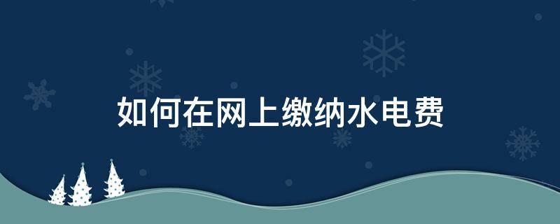 如何在网上缴纳水电费（网上怎么交水电费）