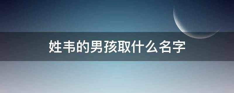 姓韦的男孩取什么名字 姓韦的男孩取什么名字有意义