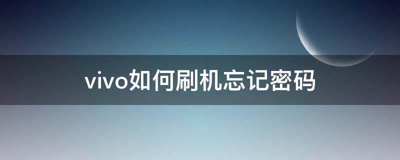 vivo如何刷机忘记密码（vivo怎样刷机,忘记密码）