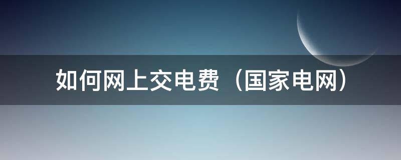 如何网上交电费（国家电网）（如何在国网上交电费）