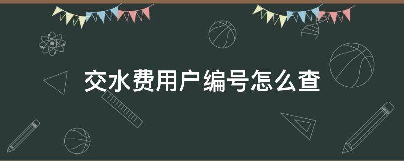 交水费用户编号怎么查（交水费的用户编码怎么查）