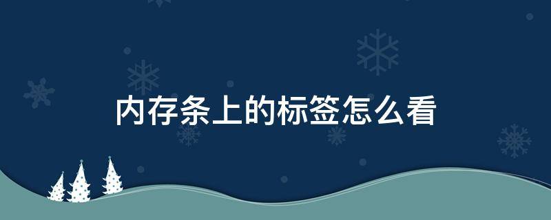 内存条上的标签怎么看 内存条上的标签怎么看是几代