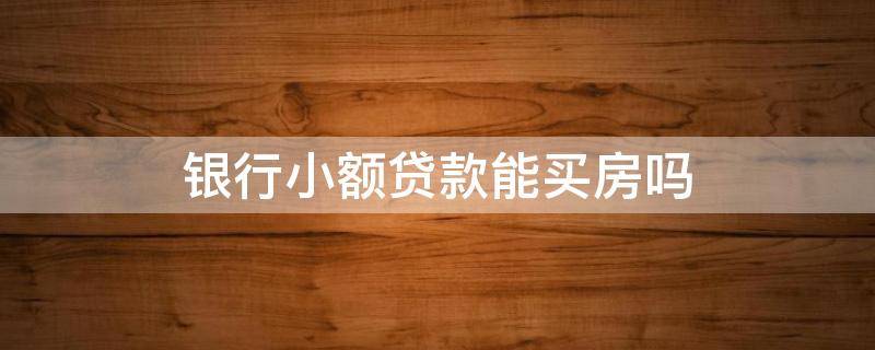 银行小额贷款能买房吗 银行小额贷款可以买房吗