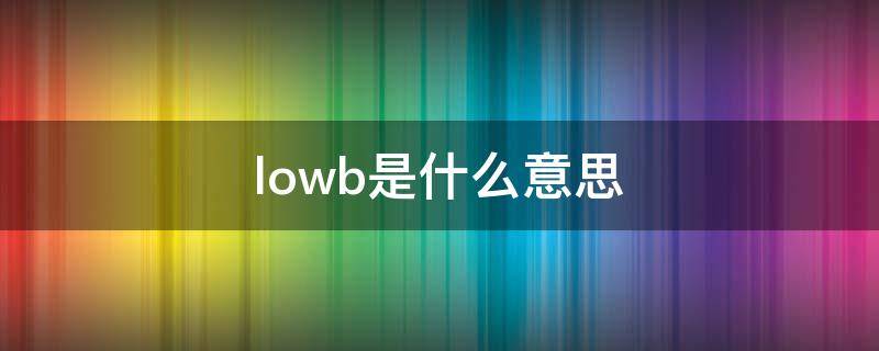 lowb是什么意思（lowB是什么意思）