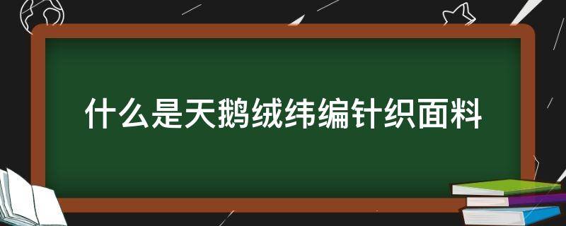 什么是天鹅绒纬编针织面料 天鹅绒是经编还是纬编