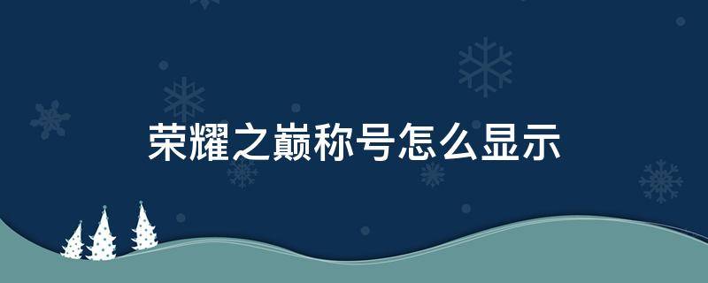 荣耀之巅称号怎么显示 荣耀之巅称号不见了