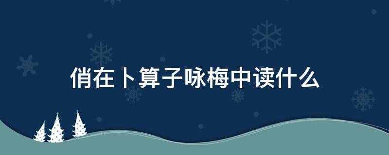 俏在卜算子咏梅中读什么（卜算子咏梅中的俏是什么意思）