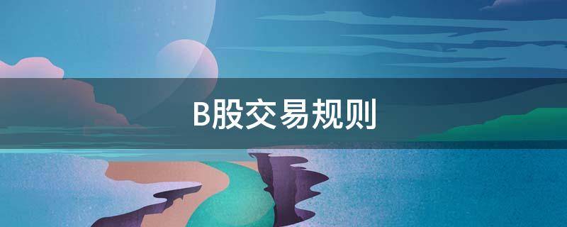 B股交易规则 B股交易制度