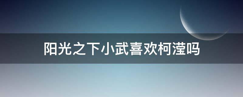 阳光之下小武喜欢柯滢吗（阳光之下小武到底爱谁）