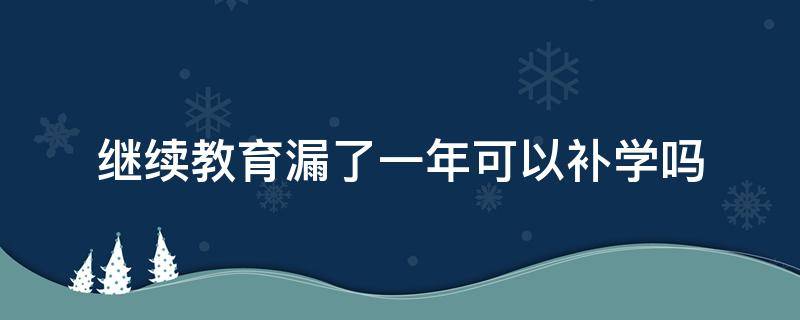 继续教育漏了一年可以补学吗 会计继续教育漏了一年可以补学吗