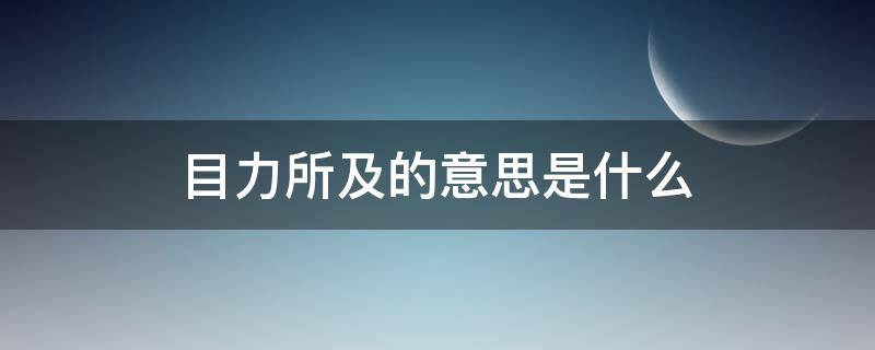 目力所及的意思是什么（目力所及的意思是什么意思）