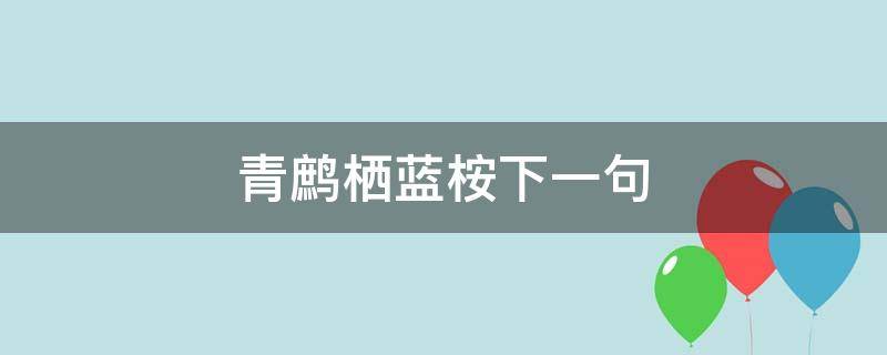 青鹧栖蓝桉下一句（蓝桉待青鹧 青鹧栖蓝桉什么意思）