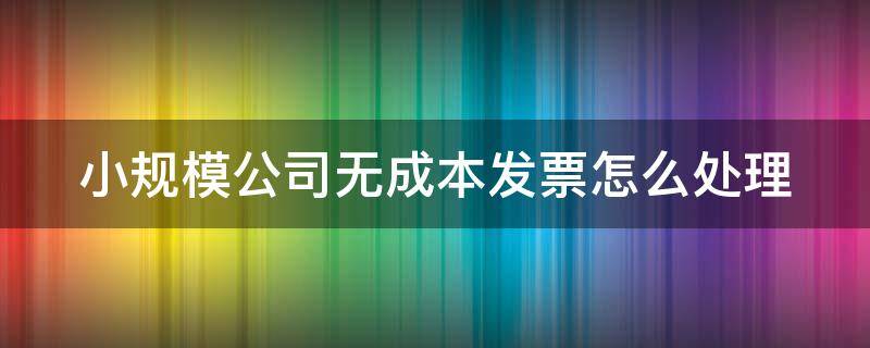 小规模公司无成本发票怎么处理 小规模公司无成本发票怎么处理好