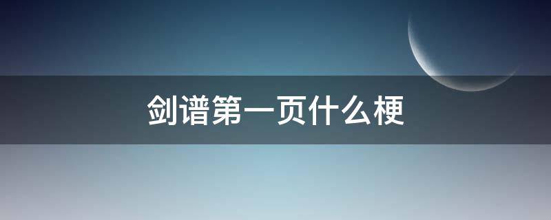 剑谱第一页什么梗（剑谱的最后一页什么梗）