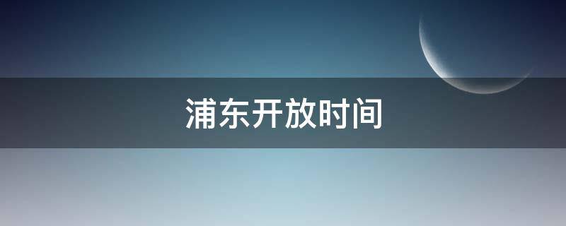 浦东开放时间 浦东开放时间1990