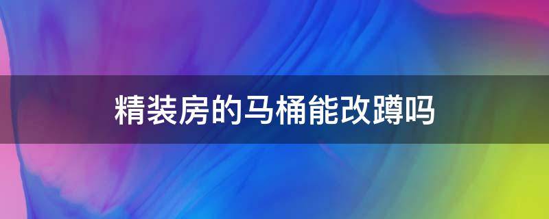 精装房的马桶能改蹲吗（精装修房子马桶改蹲便器）