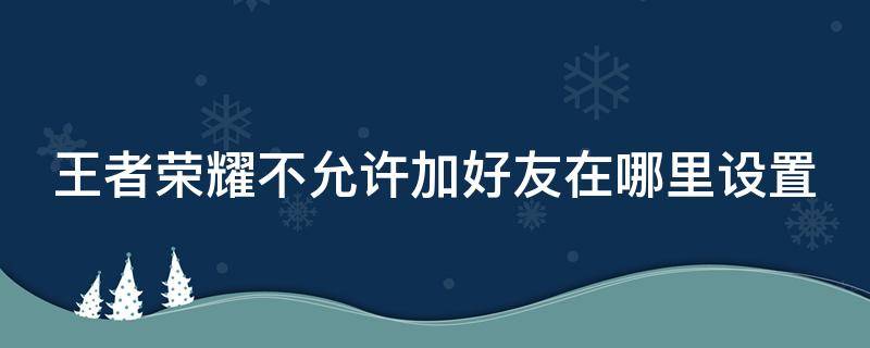 王者荣耀不允许加好友在哪里设置（王者荣耀里不允许添加好友在哪里设置）