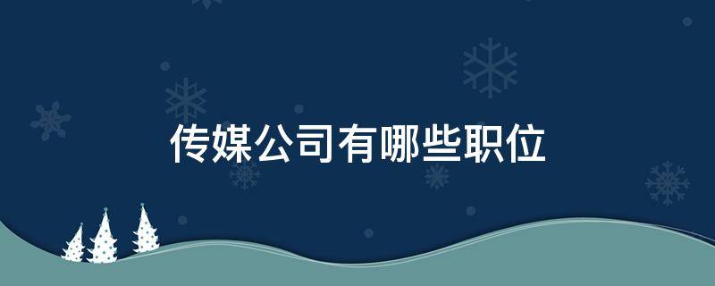 传媒公司有哪些职位（文化传媒公司有哪些职位）