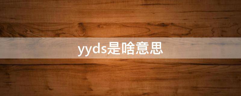 yyds是啥意思 YYDS是啥意思