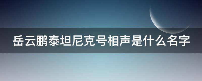 岳云鹏泰坦尼克号相声是什么名字 岳云鹏泰坦尼克号相声是什么名字啊