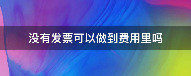 没有发票可以做到费用里吗 没有发票可以进管理费用吗