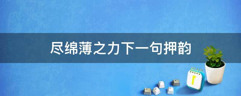 尽绵薄之力下一句押韵（尽一份绵薄之力的意思）