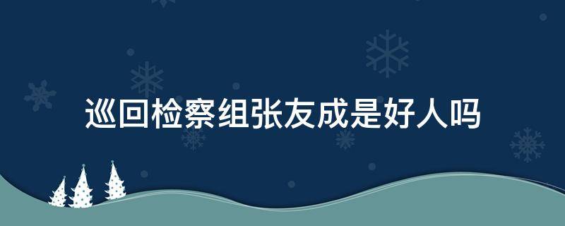 巡回检察组张友成是好人吗 巡回检察组里张友成是好人吗