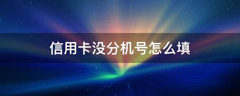 信用卡没分机号怎么填 办信用卡没有分机号怎么办