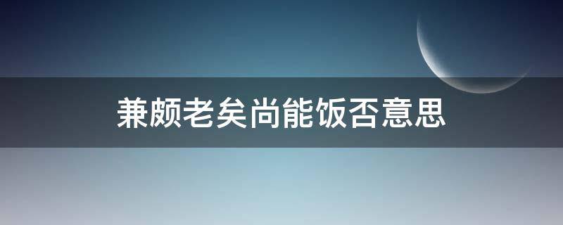 兼颇老矣尚能饭否意思（廉颇老矣,尚能饭否）