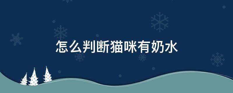 怎么判断猫咪有奶水（怎么判断猫咪有没有奶水）