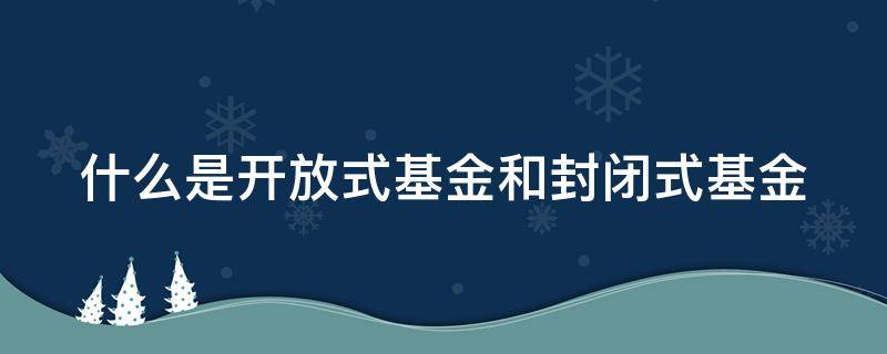 什么是开放式基金和封闭式基金（什么是开放式基金和封闭式基金）