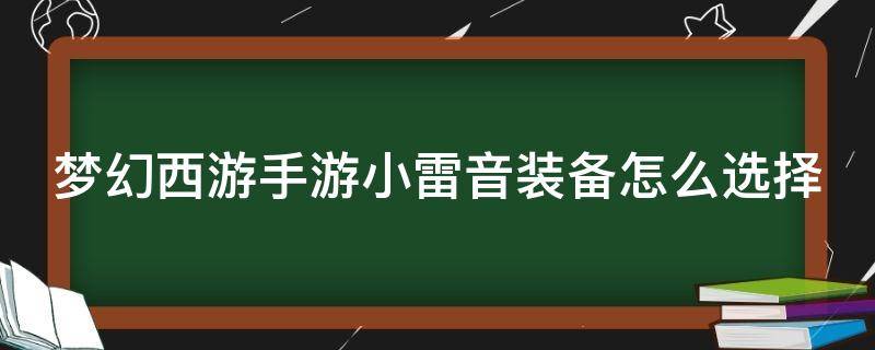 梦幻西游手游小雷音装备怎么选择 梦幻西游手游小雷音装备怎么选择属性