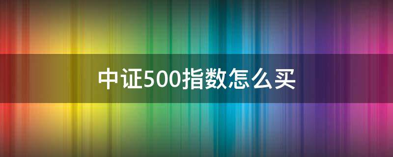 中证500指数怎么买（中证500指数行情怎么看）