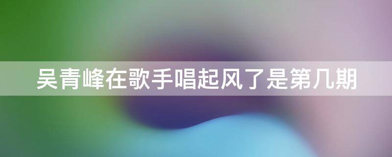 吴青峰在歌手唱起风了是第几期 吴青峰唱起风了是什么节目