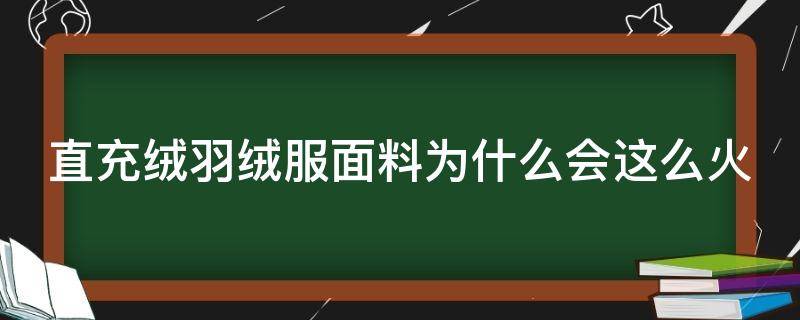 直充绒羽绒服面料为什么会这么火 直充绒羽绒服面料为什么会这么火呢