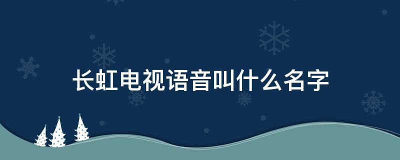 长虹电视语音叫什么名字（长虹电视的语音叫什么）