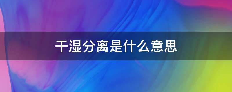 干湿分离是什么意思（情侣干湿分离是什么意思）